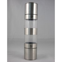 2 in 1 stainless steel glass battery operated salt pepper mill