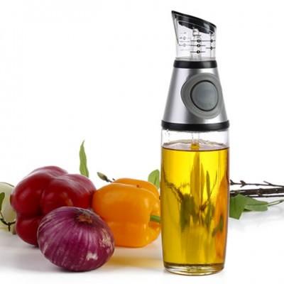 500ml Oil and Vinegar Dispenser Salad Oil Bottle with Press and Measure Non-spill Spout