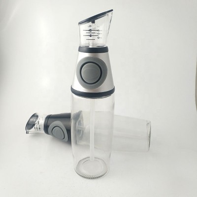 Glass Bottle Olive Oil Dispenser & Vinegar Dispenser with Press and Measure 500 ml