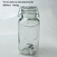 4L glass lid ice cold juice dispenser glass beverage dispenser