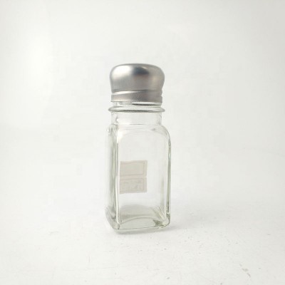 Glass bulk spice jar salt and pepper shaker with plastic lid or stainless steel lid