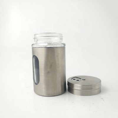 Salt and pepper shaker metal fancy colour glass spice jar